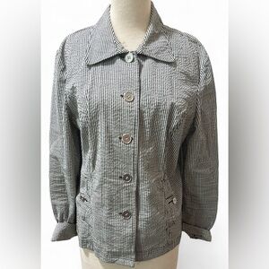 Charter Club Women’s Striped Blazer XL Black White – Polished Jacket Career Wear